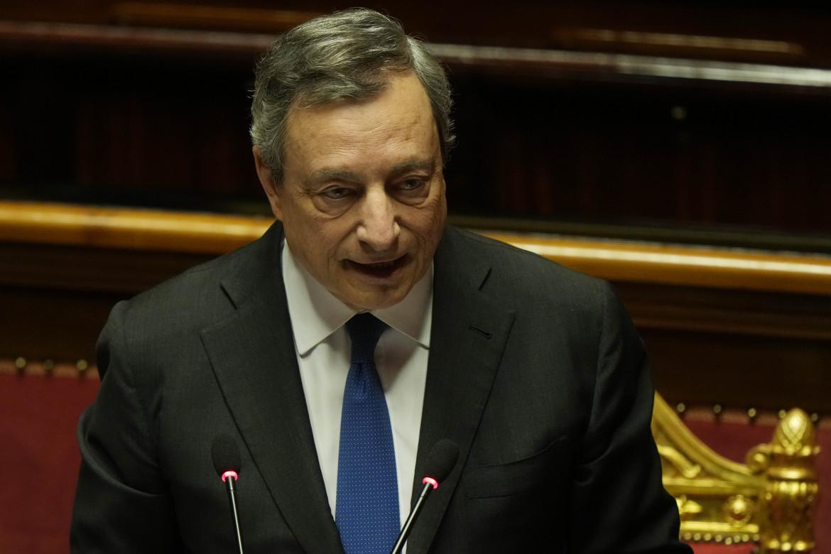 Mario Draghi in senato, foto Ap