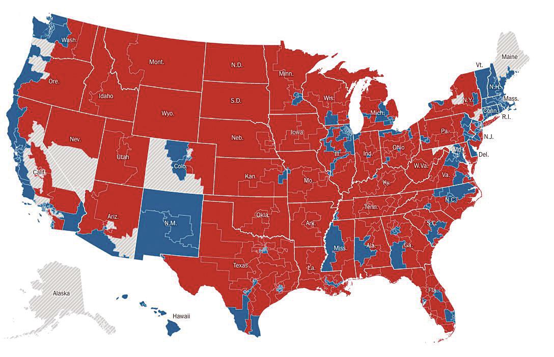 Rossi con rossi, blu  con blu. Gli Usa divisi fra città e campagne