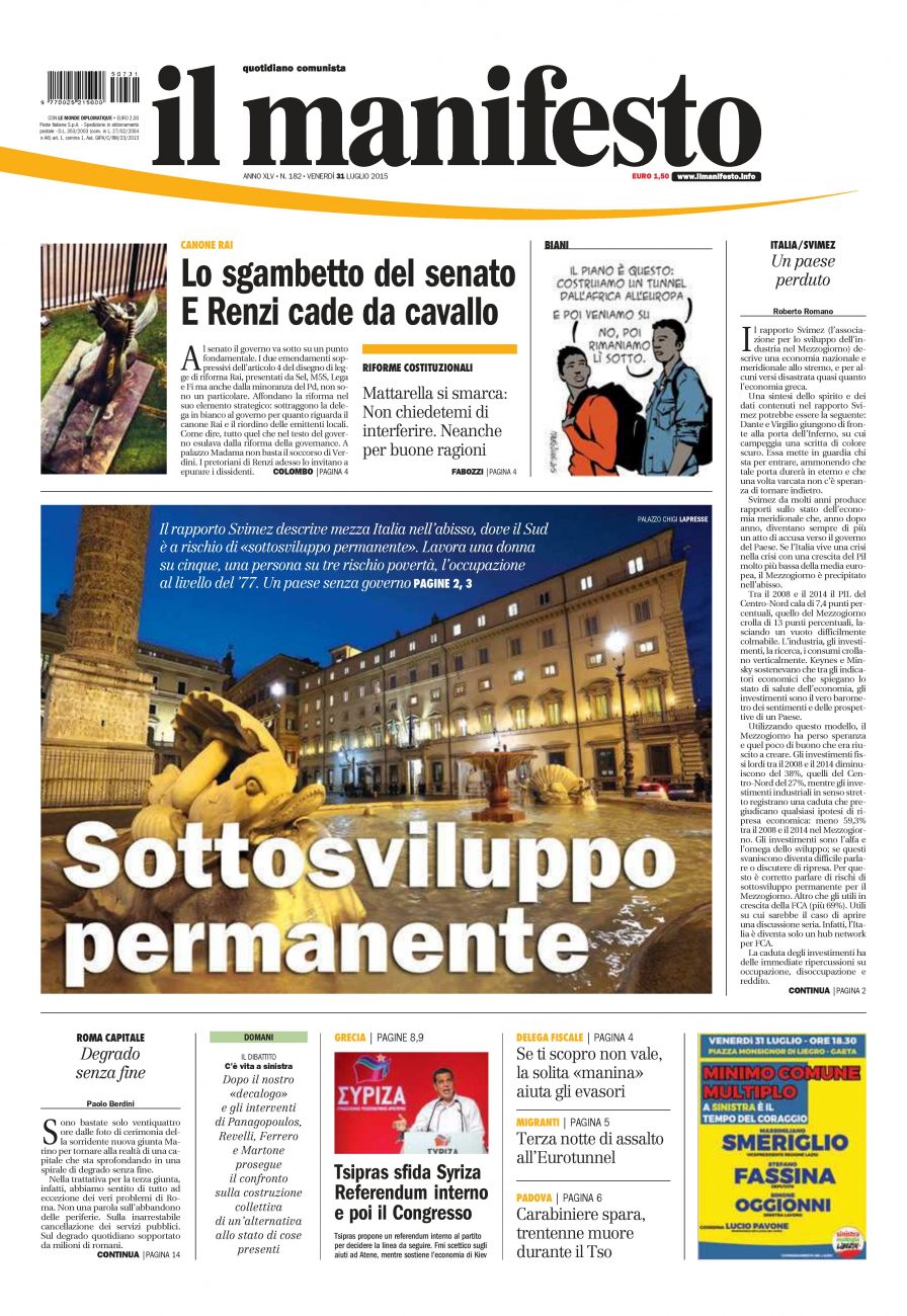 il manifesto del 31 luglio 2015