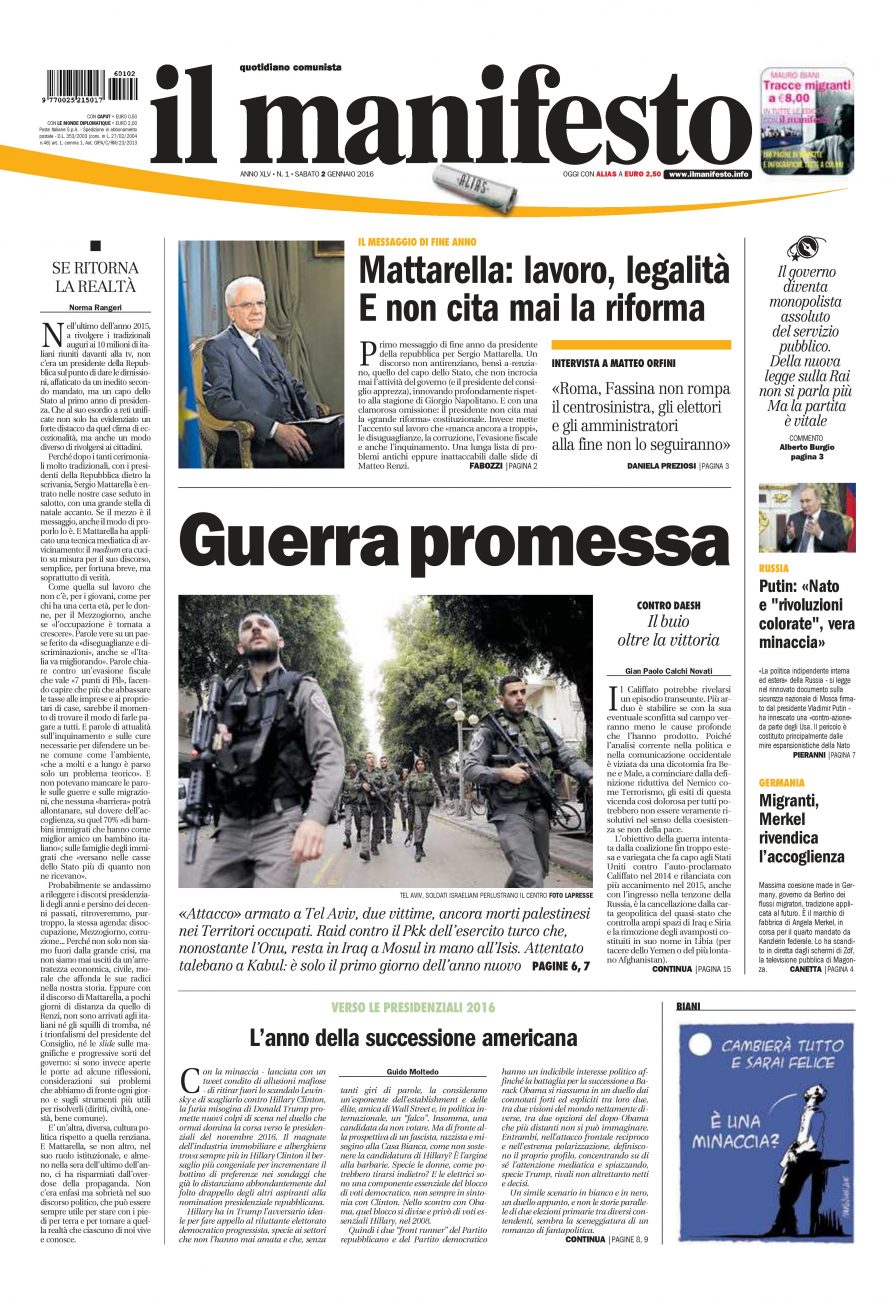 il manifesto del 02 gennaio 2016