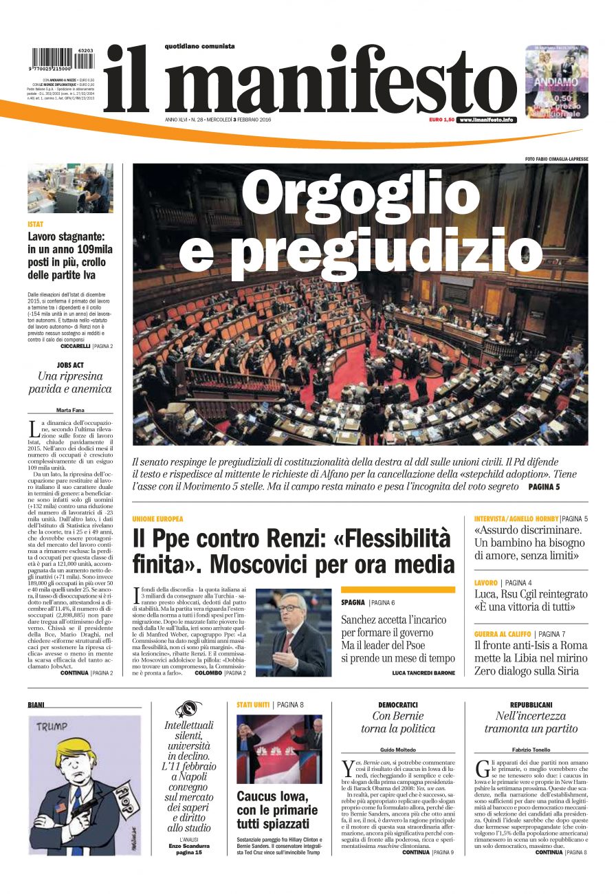 il manifesto del 03 febbraio 2016