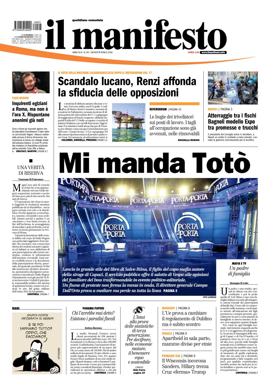 il manifesto del 07 aprile 2016