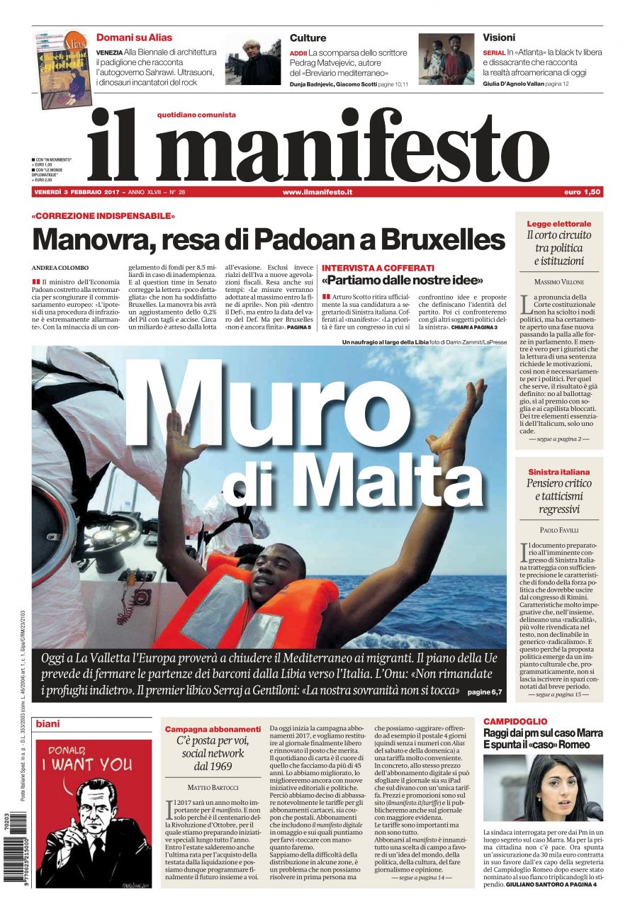 il manifesto del 3 febbraio 2017