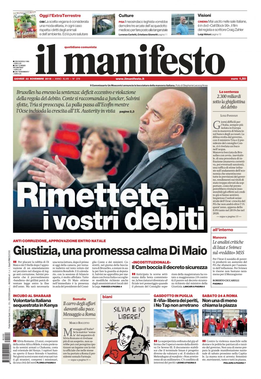 il manifesto del 22 novembre 2018