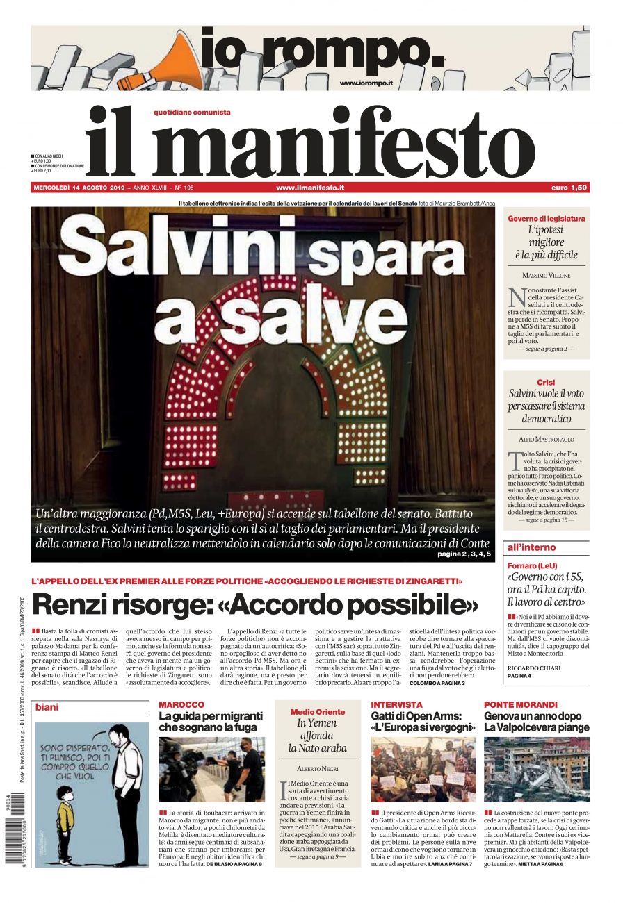 il manifesto del 14 agosto 2019