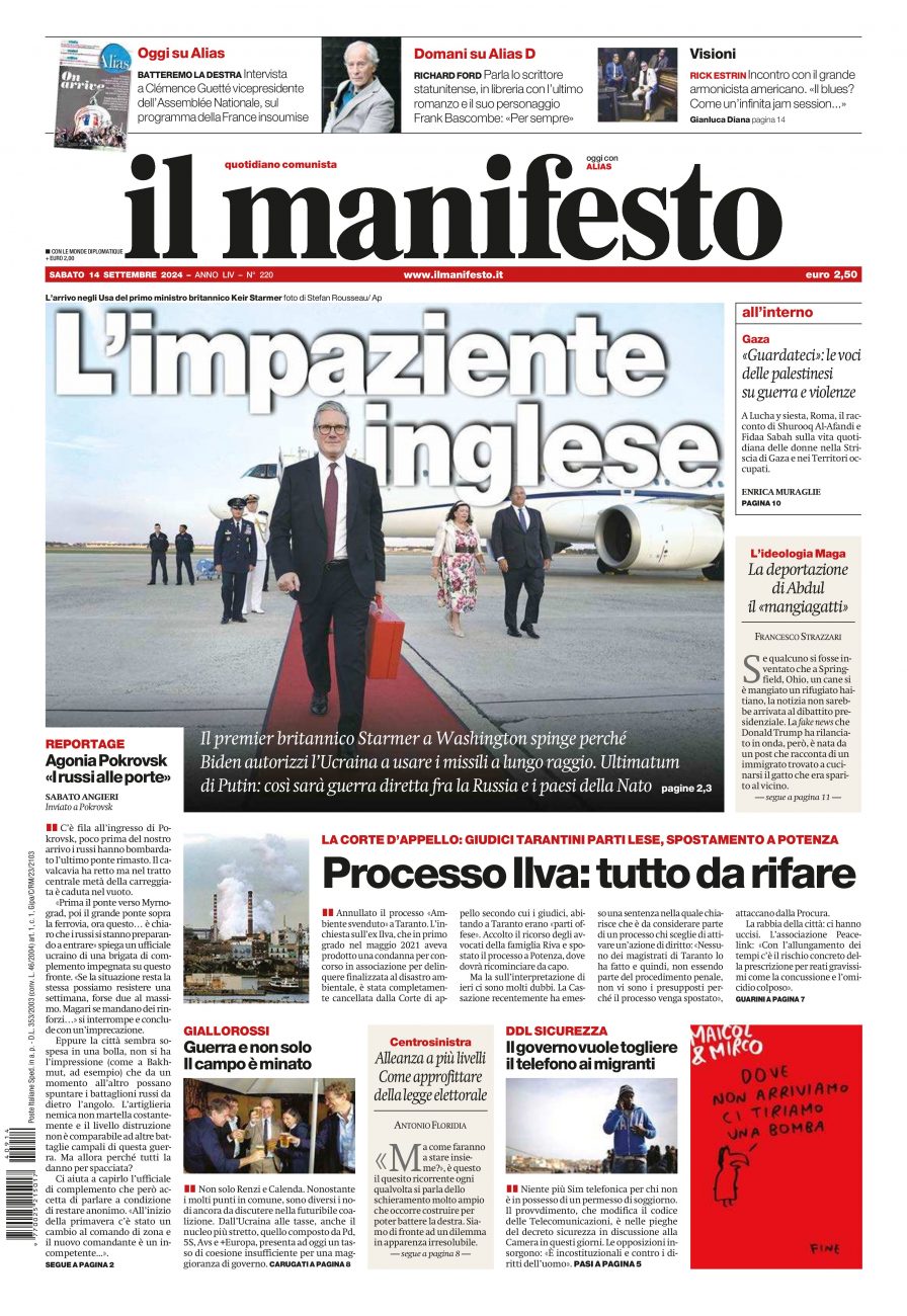 il manifesto del 14 settembre 2024