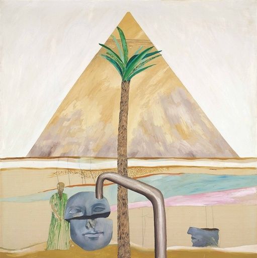 David Hockney, «Grande piramide di Giza con testa di Tebe», 1963