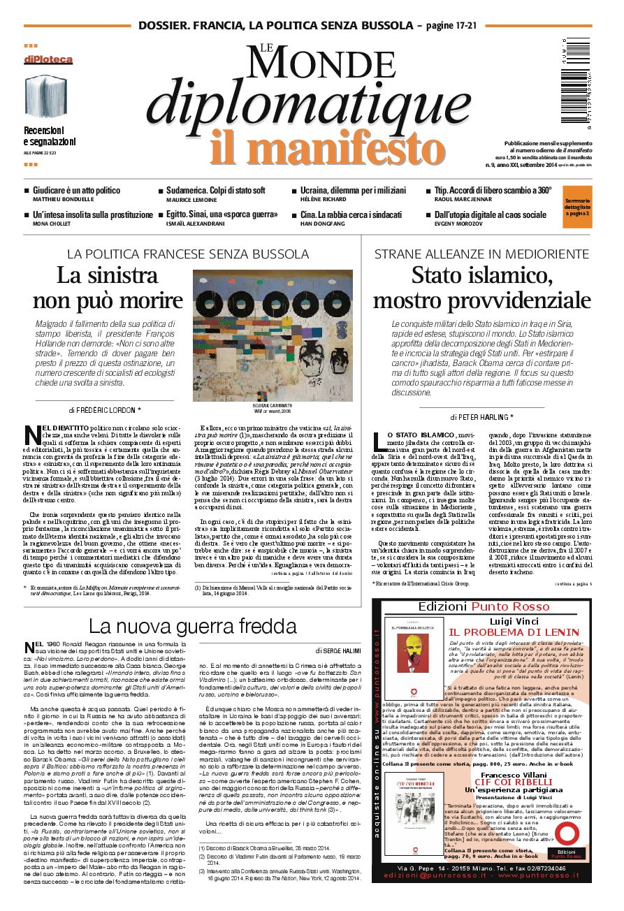 Il 16 settembre Le Monde Diplomatique in edicola