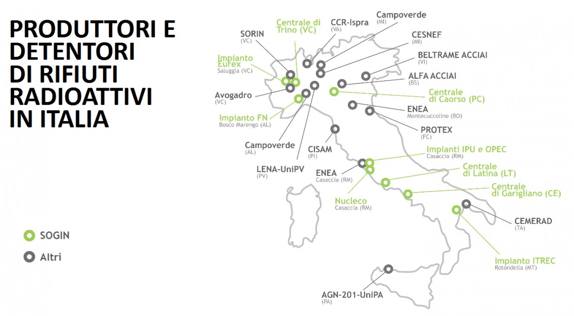 Scorie nucleari, ecco la lista dei siti