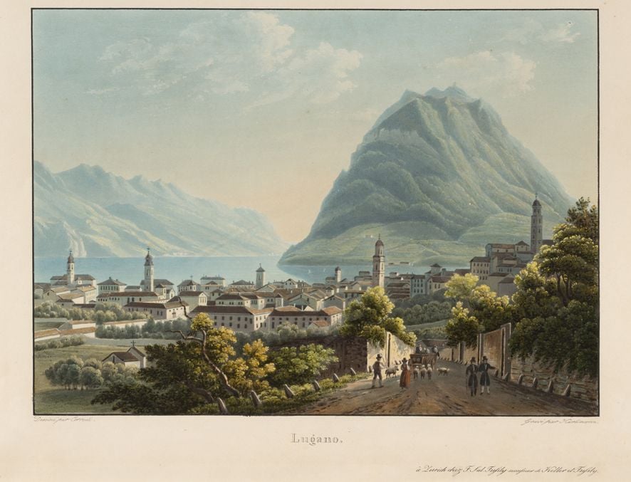 Imago Urbis_Salomon Corrodi, Lugano, 1829-1835, acquatinta (Collezione privata)