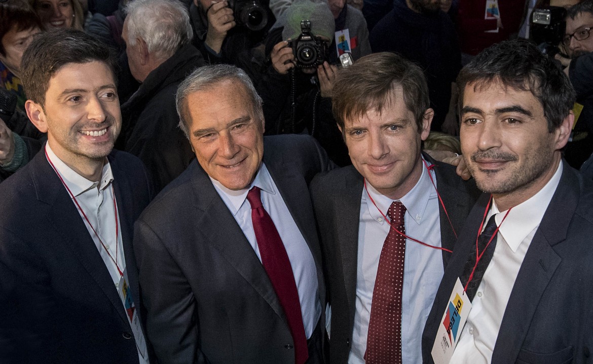 Assemblea nazionale una nuova proposta Nicola Fratoianni Piero Grasso Pippo Civati Roberto Speranza foto Roberto Monaldo LaPresse