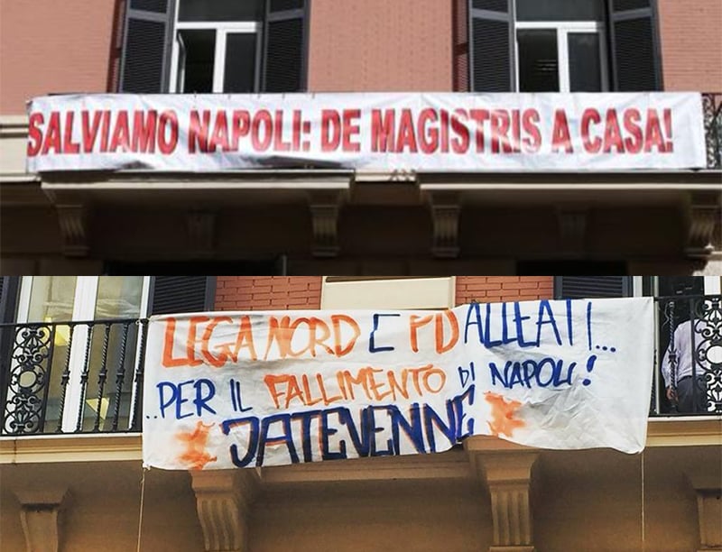 La guerra degli striscioni spacca il Pd a Napoli