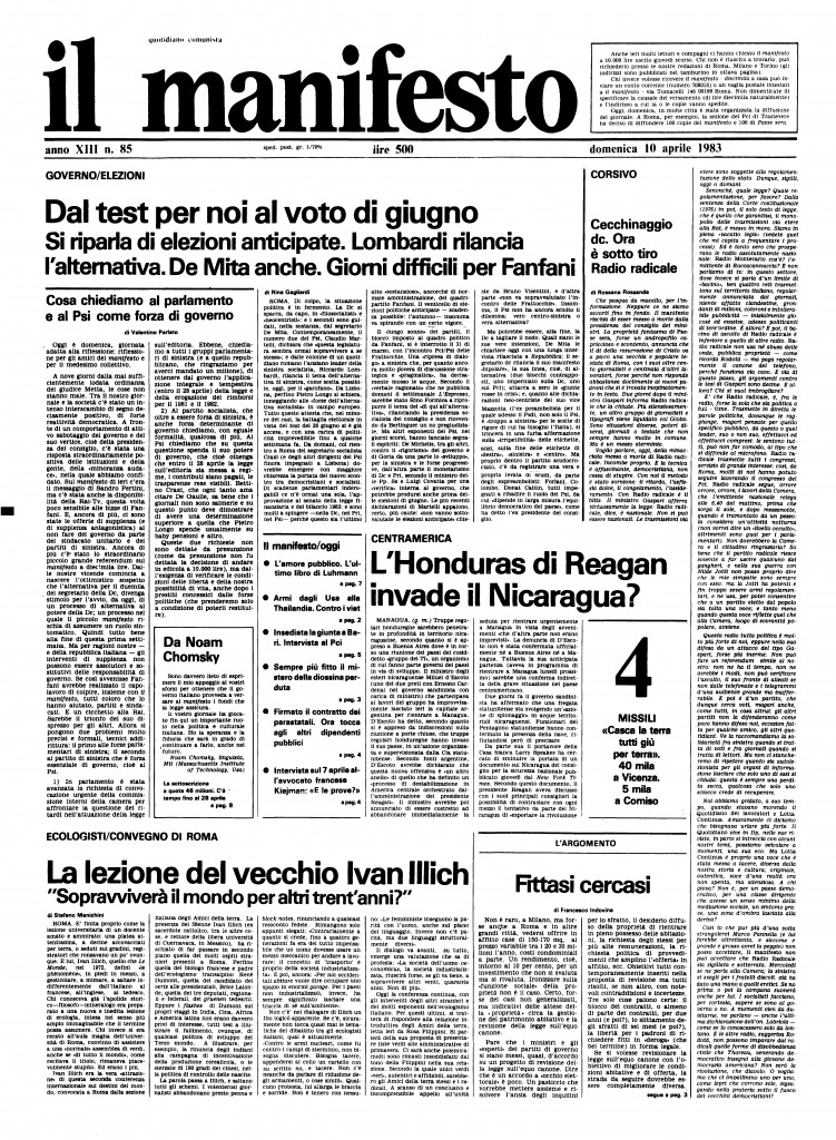 il manifesto del 10 aprile 1983