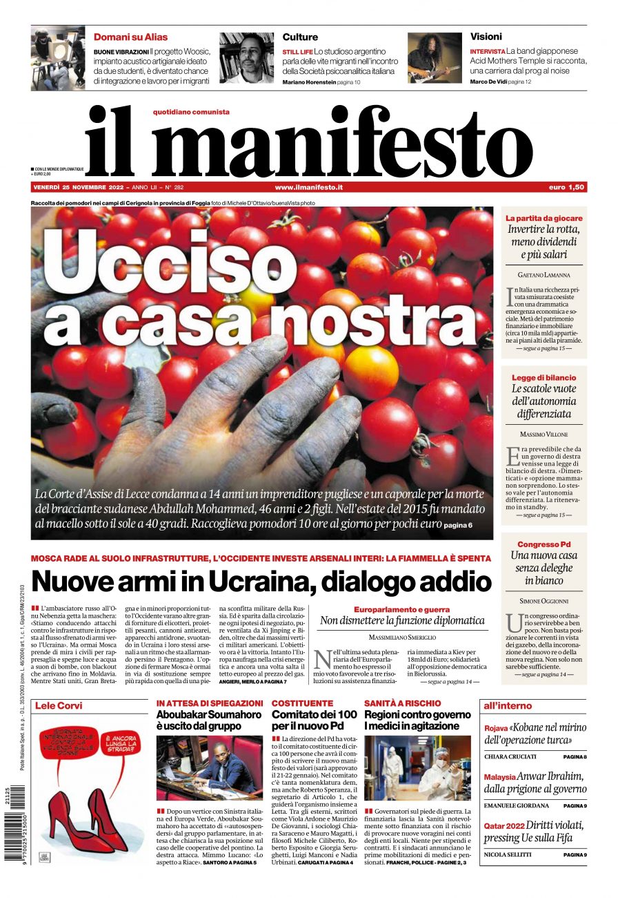 il manifesto del 25 novembre 2022