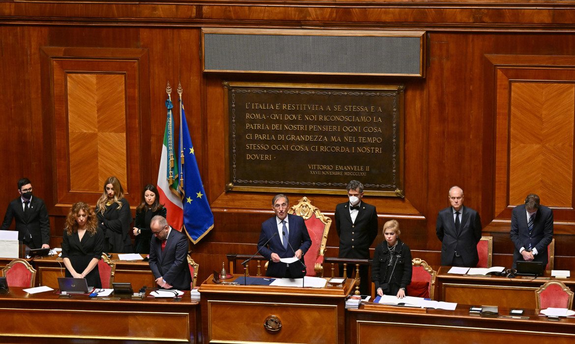 Il presidente del Senato, Ignazio La Russa nell’aula del Senato