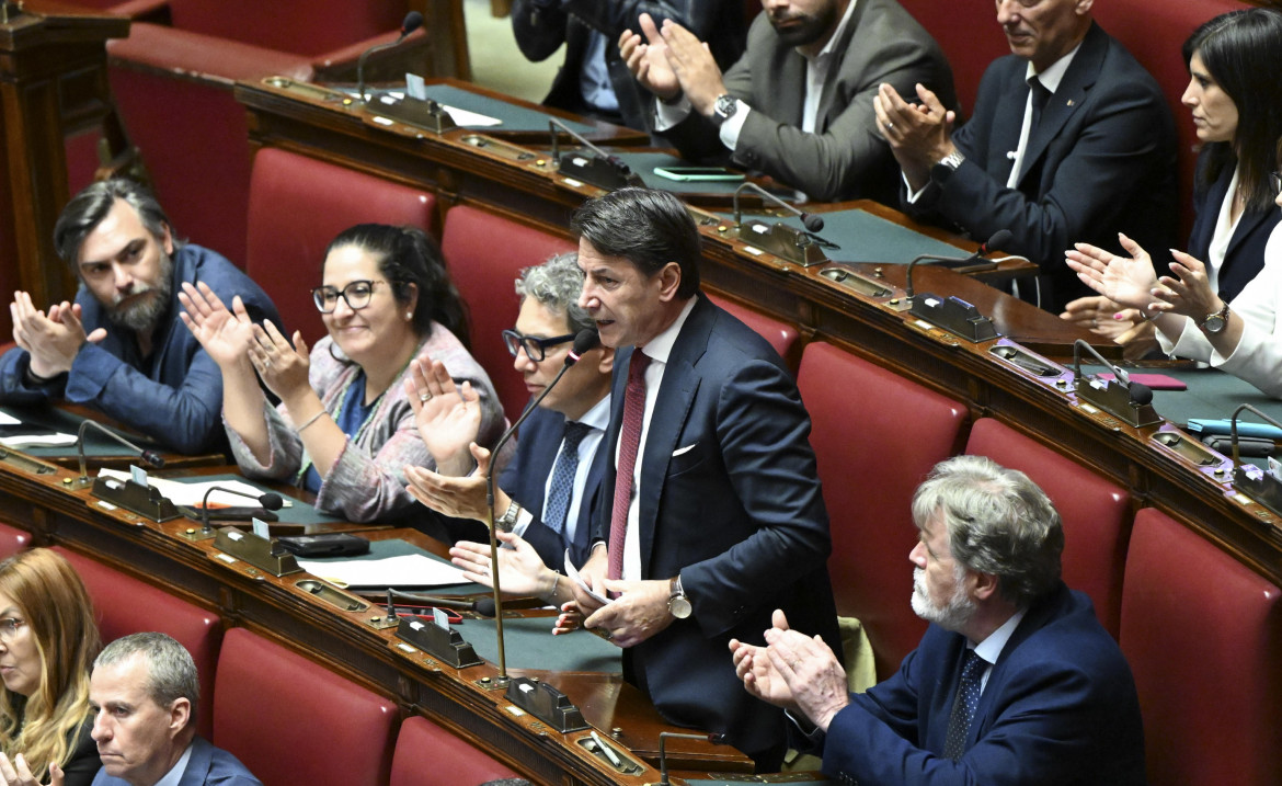 Giuseppe Conte in aula foto Ansa