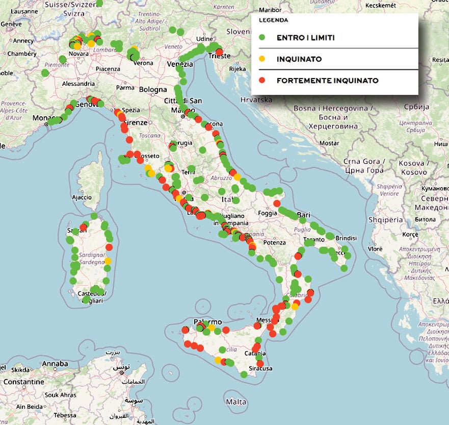 Inquinato oltre un terzo delle coste. Biodiversità a rischio