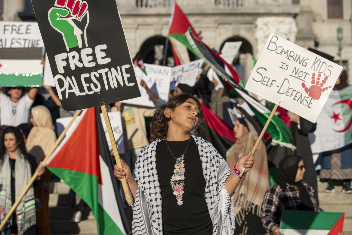 Manifestazione davanti al Pennsylvania State Capitol , Harrisburg foto Ap