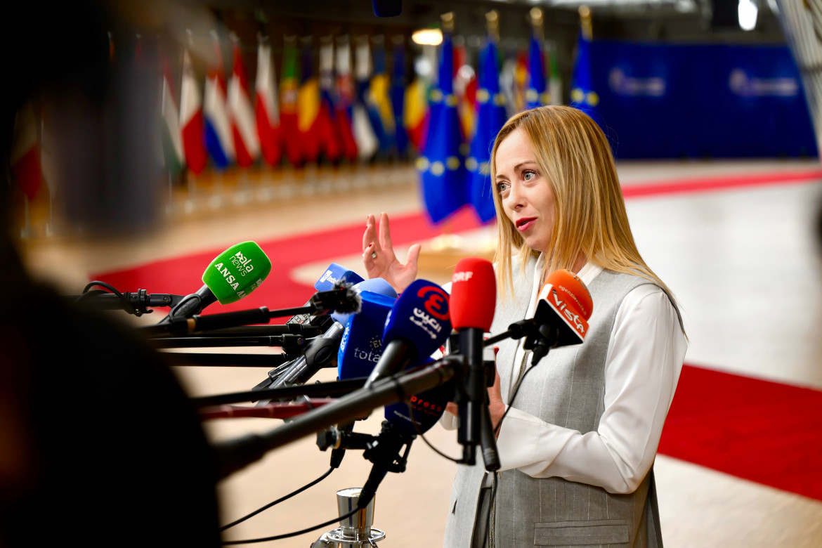 Giorgia Meloni al Summit EU a Bruxelles foto LaPresse