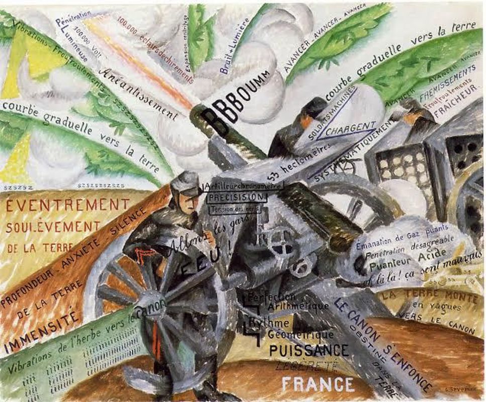 «Cannone in azione» di Gino Severini, dalla mostra «Notturni d’Arte: la guerra secondo i Futuristi»