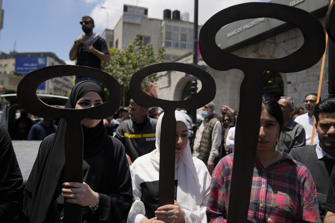 La commemorazione della Nakba del 1948, ieri, a Ramallah foto Ap/Nasser Nasser