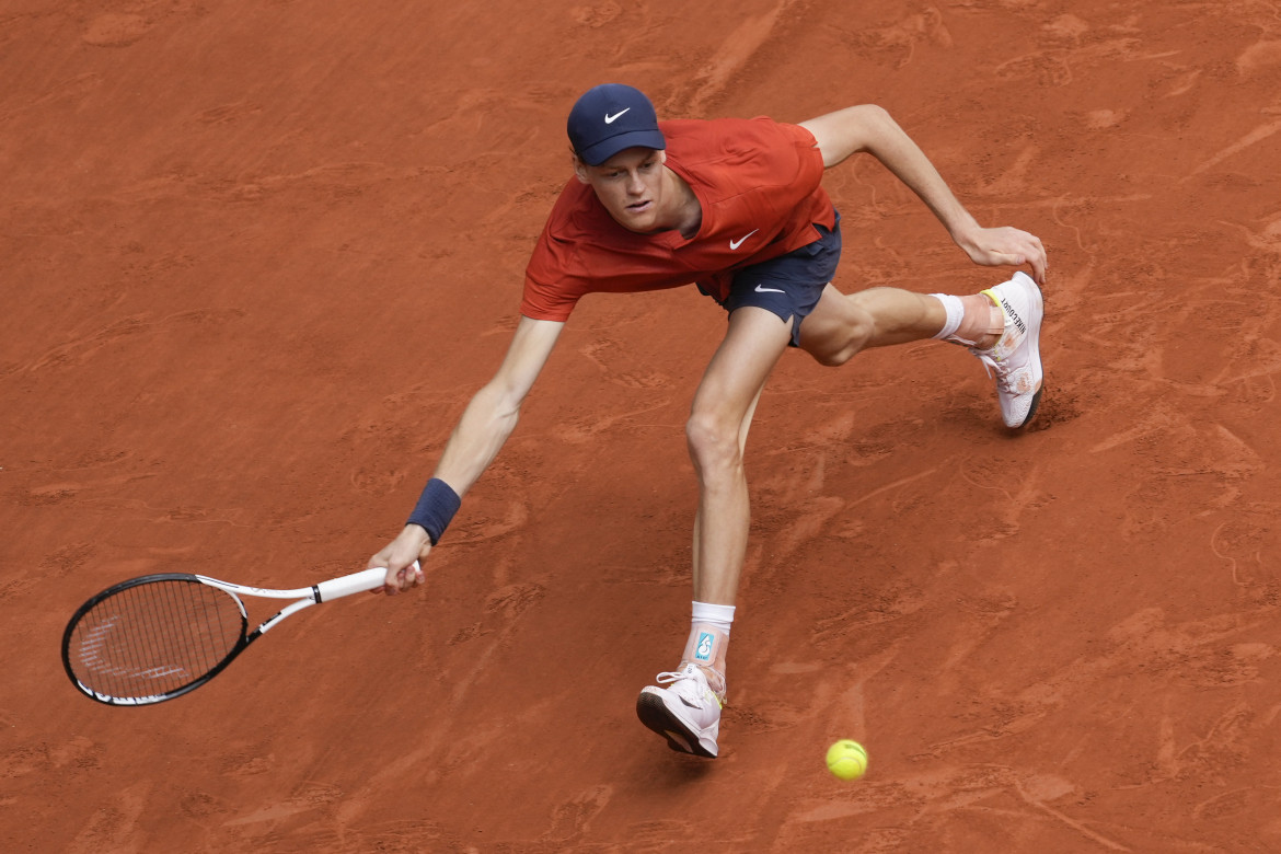 Jannik Sinner durante il match di ieri