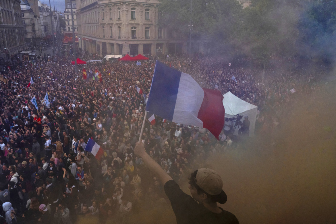 Manifestazione contro il Rassemblement National a Place de la République, Parigi