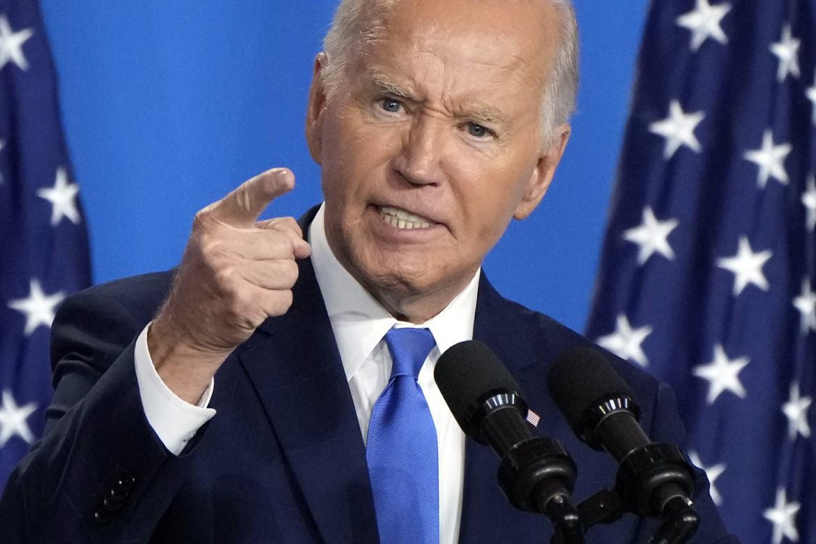 Biden alla conferenza stampa del vertice Nato a Washington, foto Ap