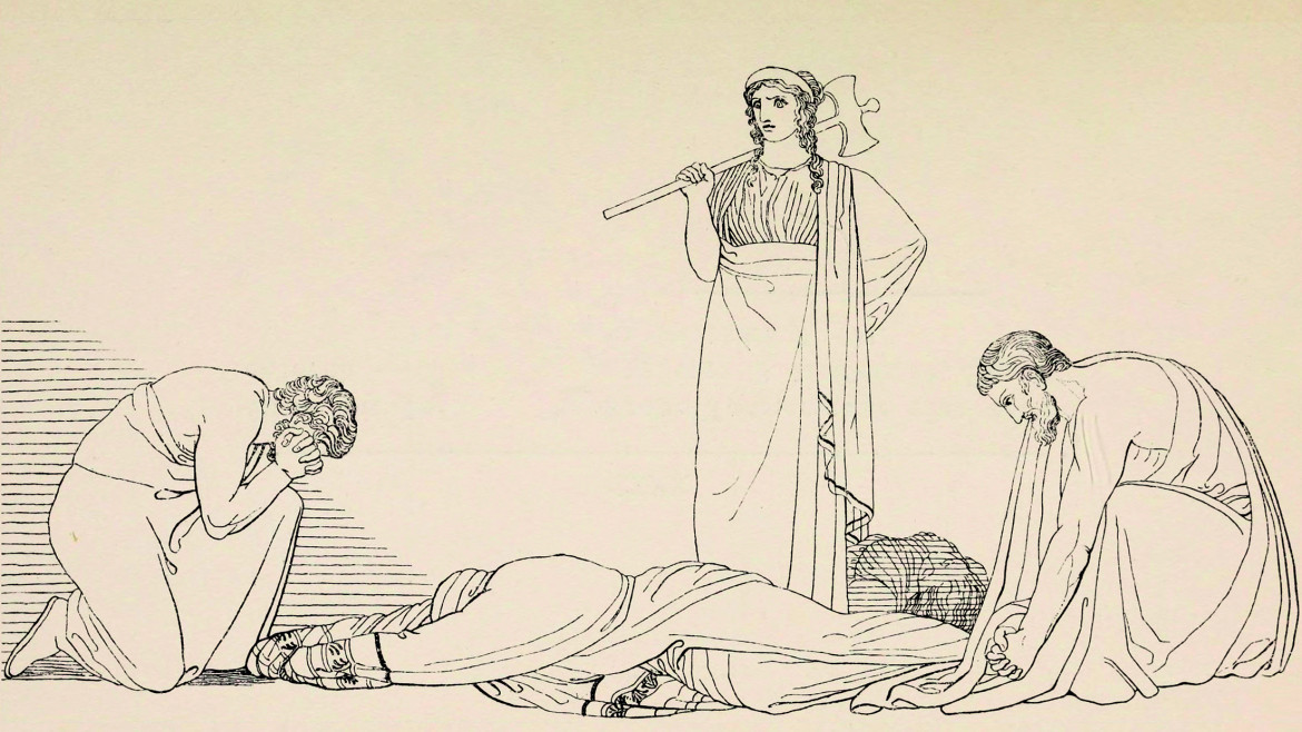 John Flaxman, Lamento sulla morte di Agamennone, 1880, dall’Agamennone di Eschilo