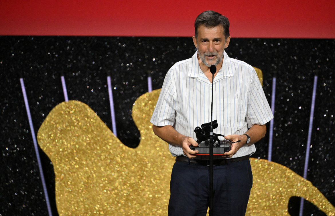 Nanni Moretti durante il discorso a Venezia foto Ansa