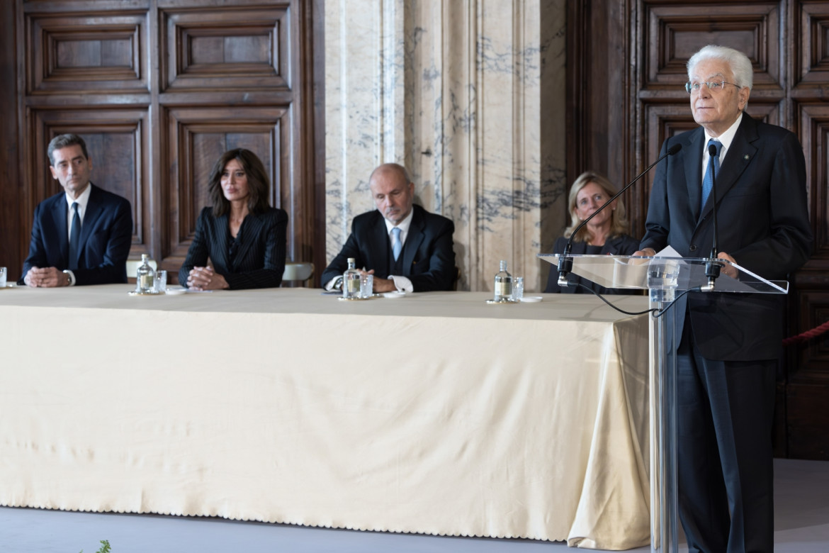 Il Presidente della Repubblica Sergio Mattarella in occasione della cerimonia di celebrazione de "I Giorni della Ricerca" a Roma foto Ansa