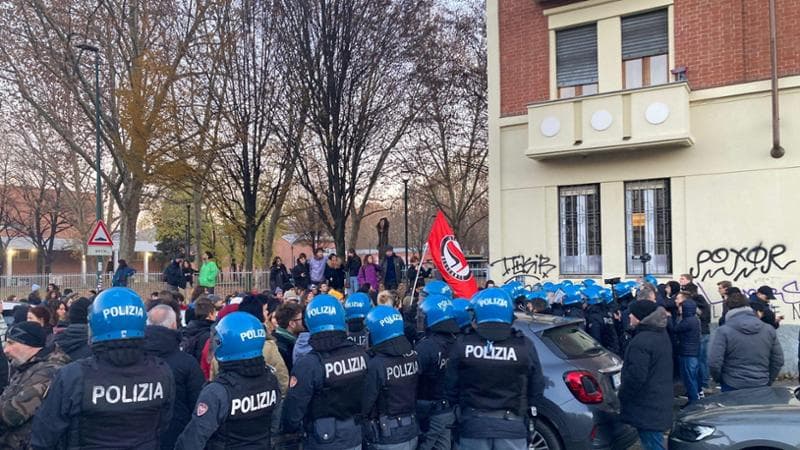 La protesta al Campus Einaudi di Torino a dicembre 2023