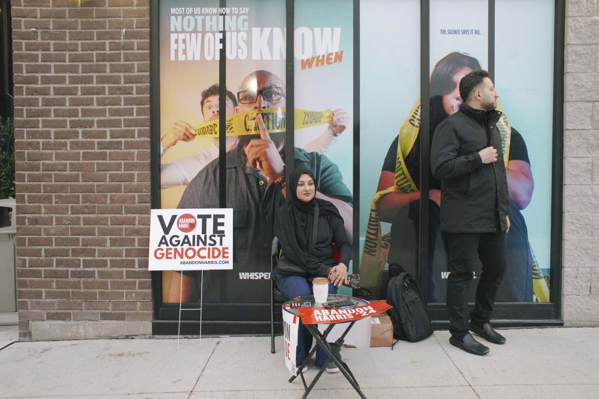 Un cartello con la scritta "Vota contro il genocidio" in Michigan - foto GettyImages