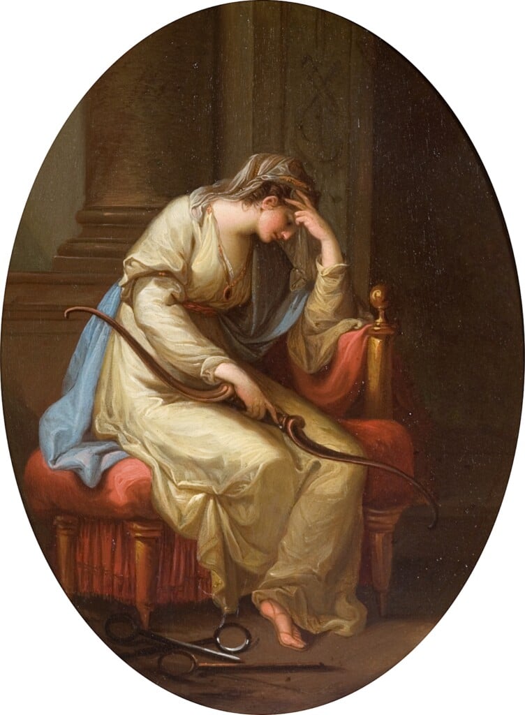 La Penelope di Angelika Kauffmann che piange sull'arcio di Ulisse, 1779 circa