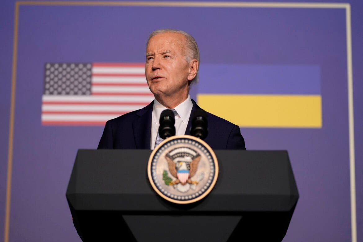 Joe Biden durante una conferenza stampa sulla situazione in Ucraina foto Alex Brandon/Ap