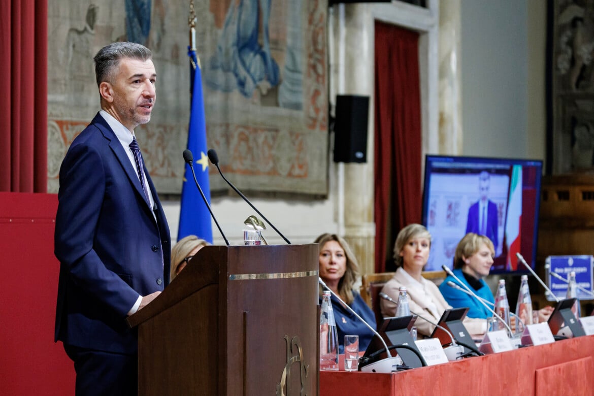 Gino Cecchettin durante la presentazione della Fondazione Giulia Cecchettin nella Sala della Regina della Camera dei deputati a Roma foto Roberto Monaldo/LaPresse