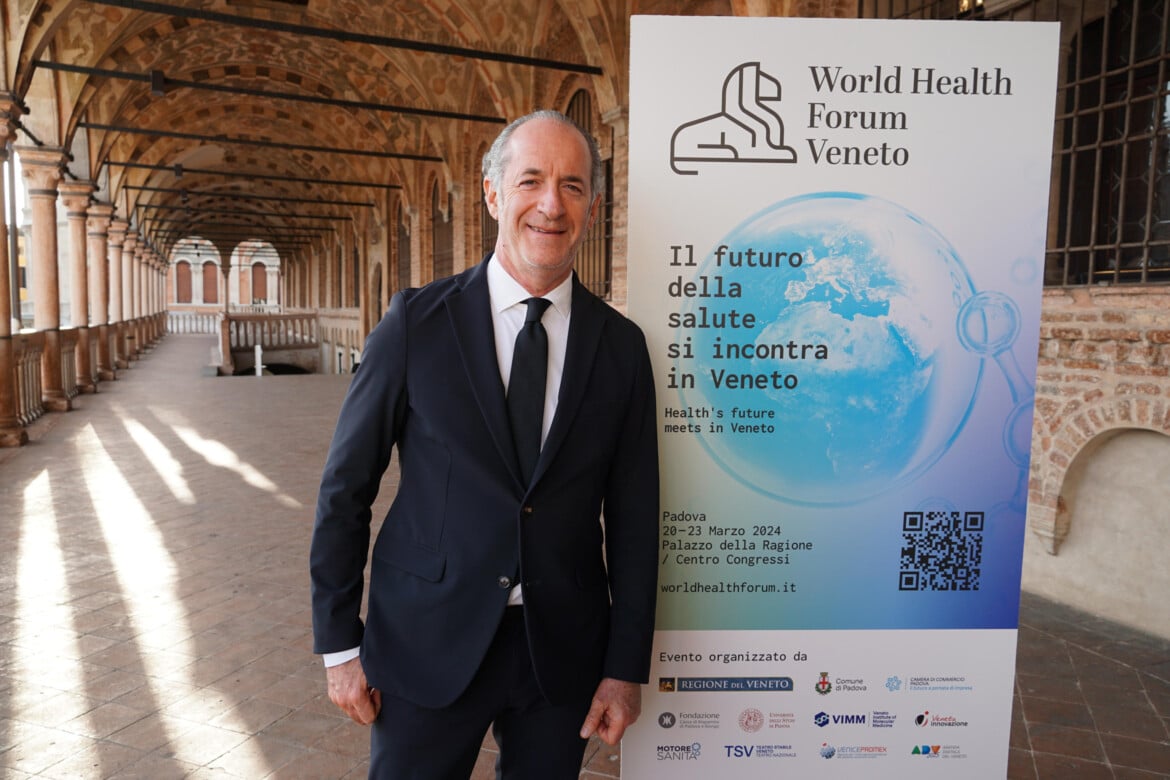 Il presidente della Regione Veneto Luca Zaia durante i lavori del World Health Forum Veneto foto Andrea Merola/Ansa