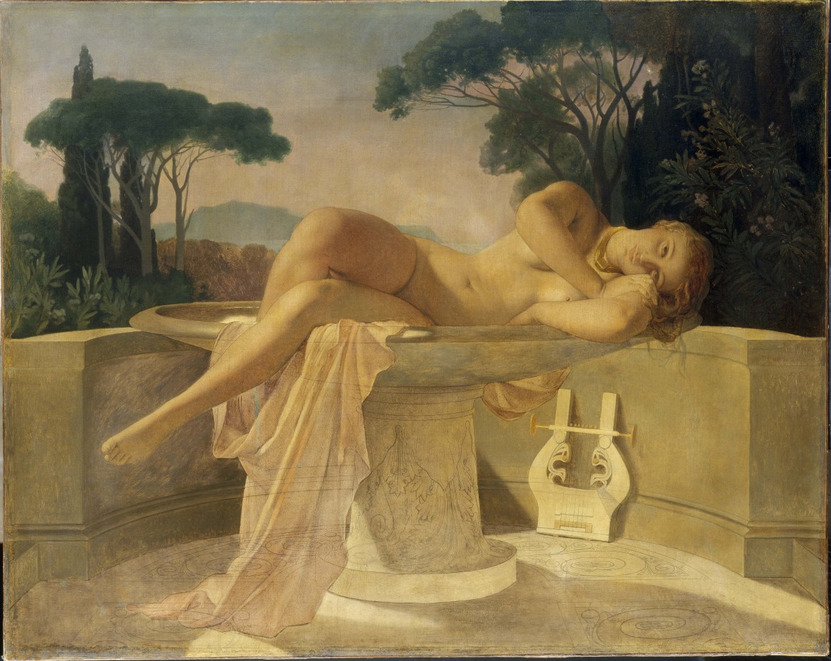 Paul Delaroche, Fanciulla nuda in un labrum pompeiano, foto di Charles Choffet