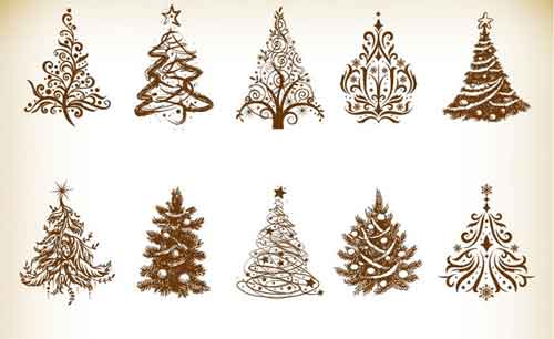 vector-christmas-trees-vintage