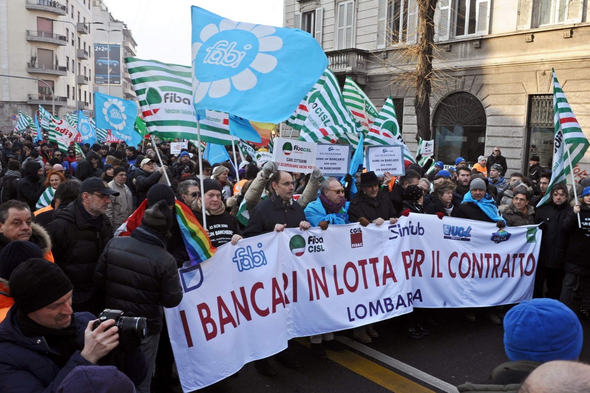 Bancari in piazza contro l’Abi. E per dire no alla riforma Renzi