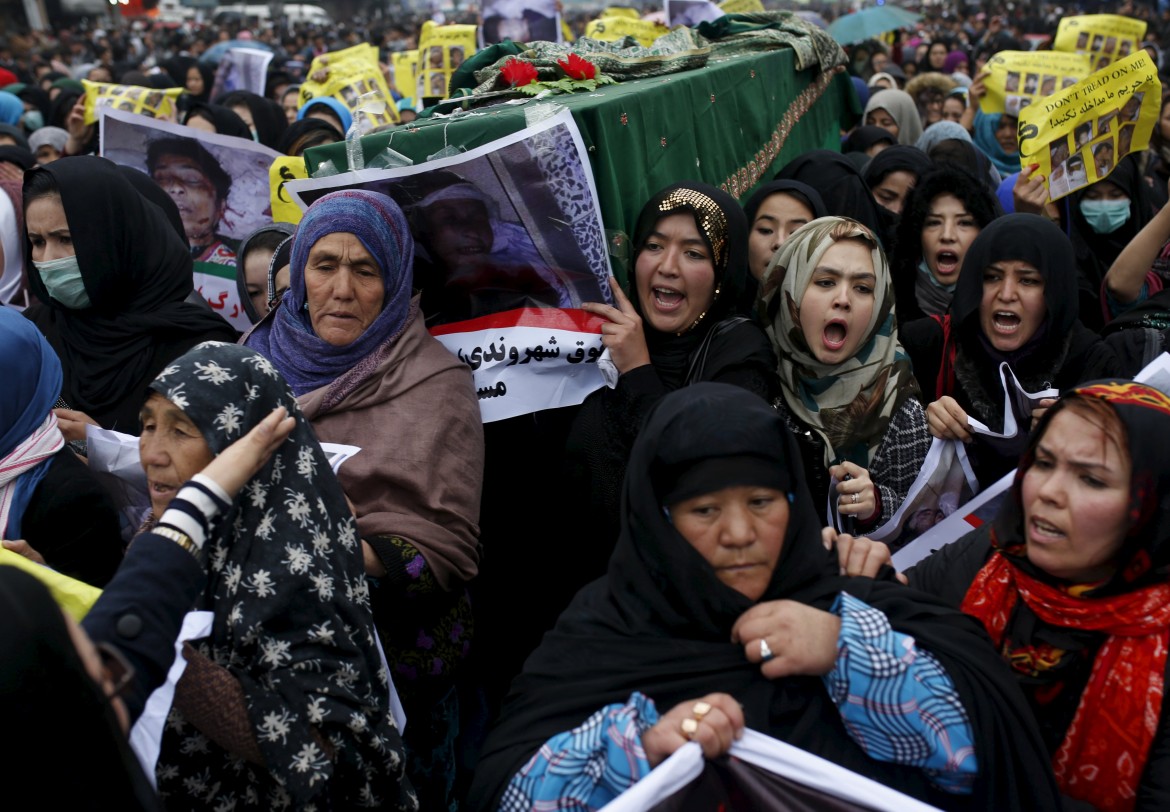 In Kabul, women and minorities take to the streets