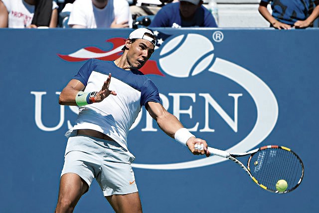 August 26, 2015 - Rafael Nadal practices for the 2015 US Open at the USTA Billie Jean King National Tennis Center in Flushing, NY.