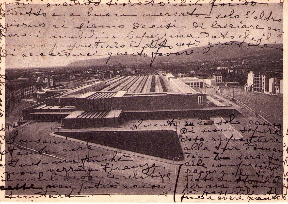Giovanni Michelucci_Stazione Santa Maria Novella_vista aerea_cartolina postale