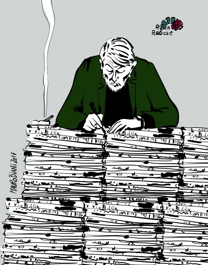 vignetta di Mauro Biani per il manifesto e Massimo Bordin