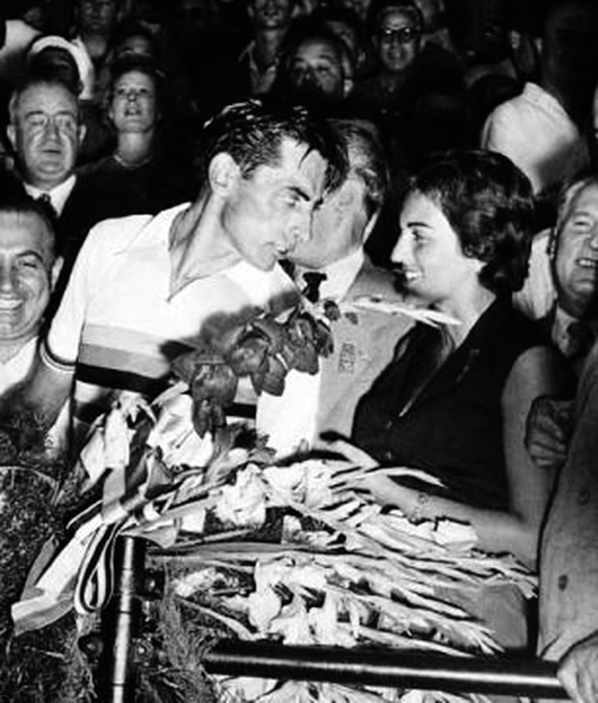 FaustoCoppi e Giulia Occhini, campionati del mondo di Lugano nel 1953 vinto con un vantaggio di 6’