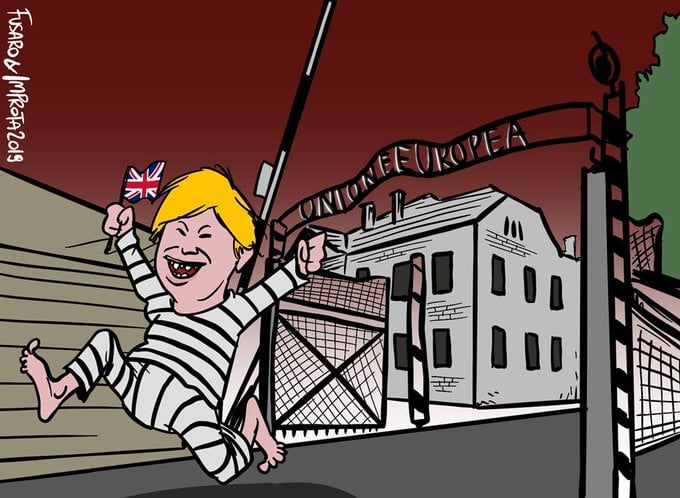 La Ue come Auschwitz,  Raggi licenzia il vignettista