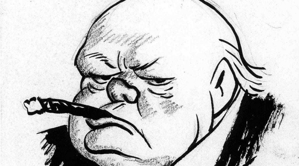 Una caricatura di Winston Churchill