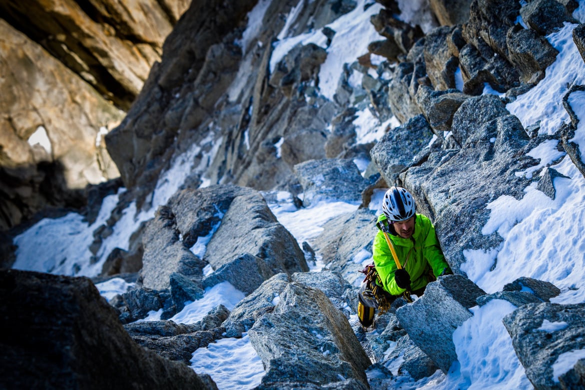 L'alpinista Steve House sul Monte Bianco, foto Lorenzo Belfrond per Grievel