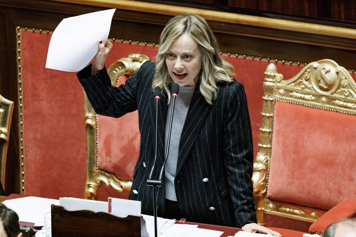 Giorgia Meloni al Senato foto LaPresse