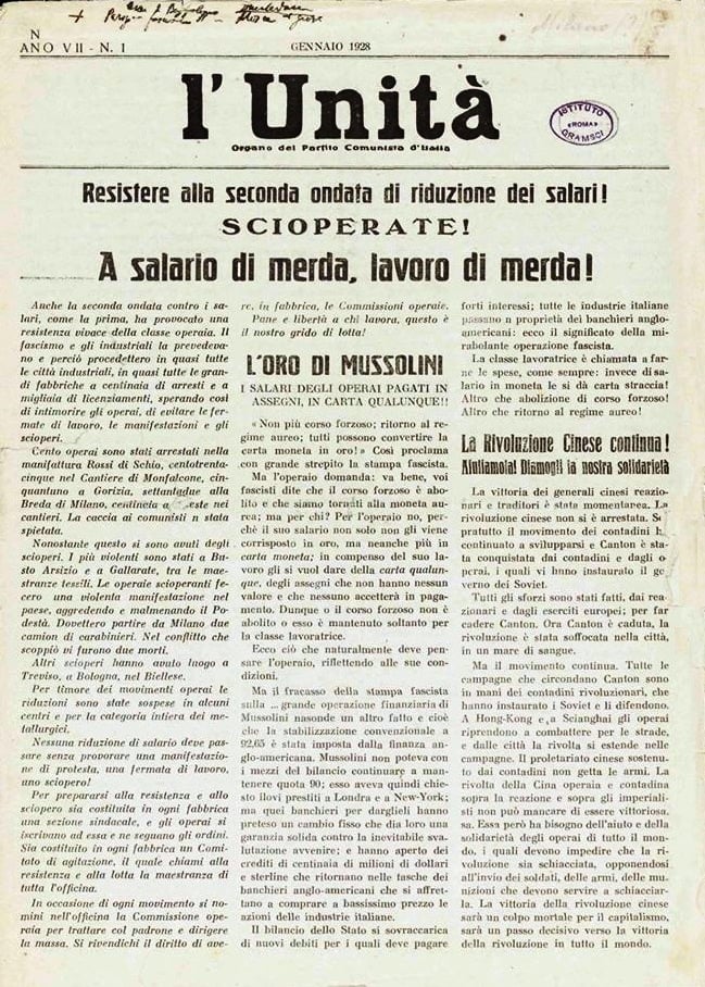 «L’Unità», il centenario del giornale e l’alleanza tra operai e contadini
